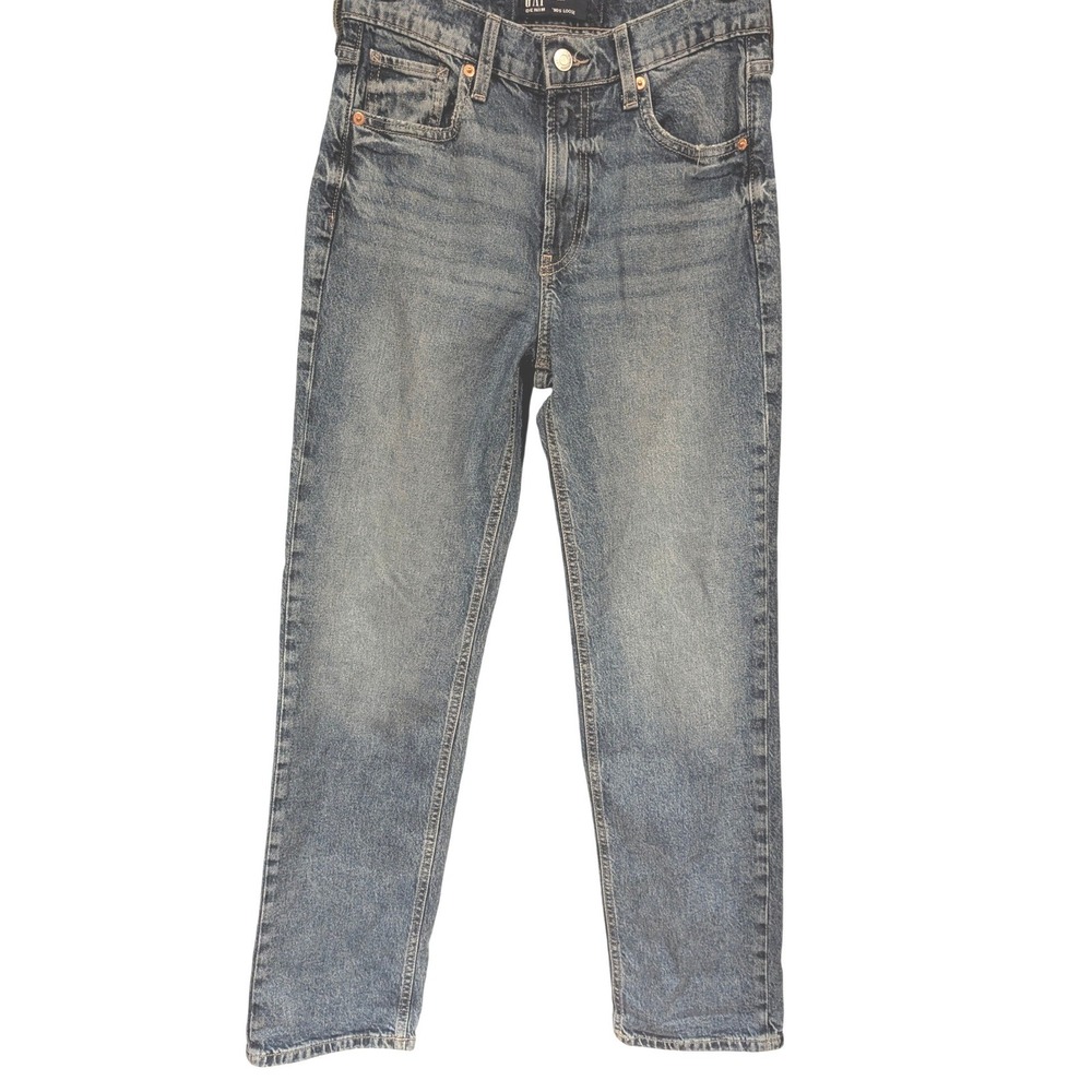 Gap 90s Loose Jeans 0/25R Blue High Rise Relaxed Straight Leg Denim